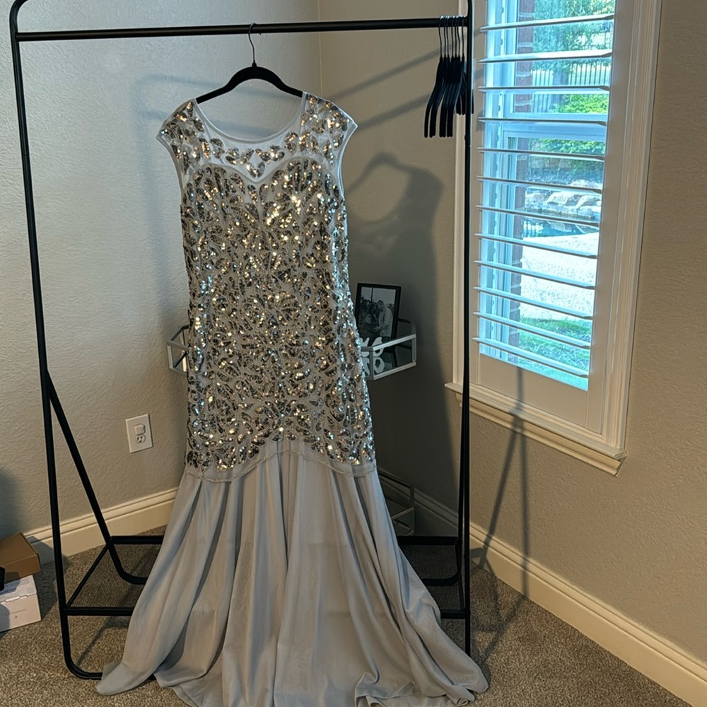 Black sequin maxi evening dress